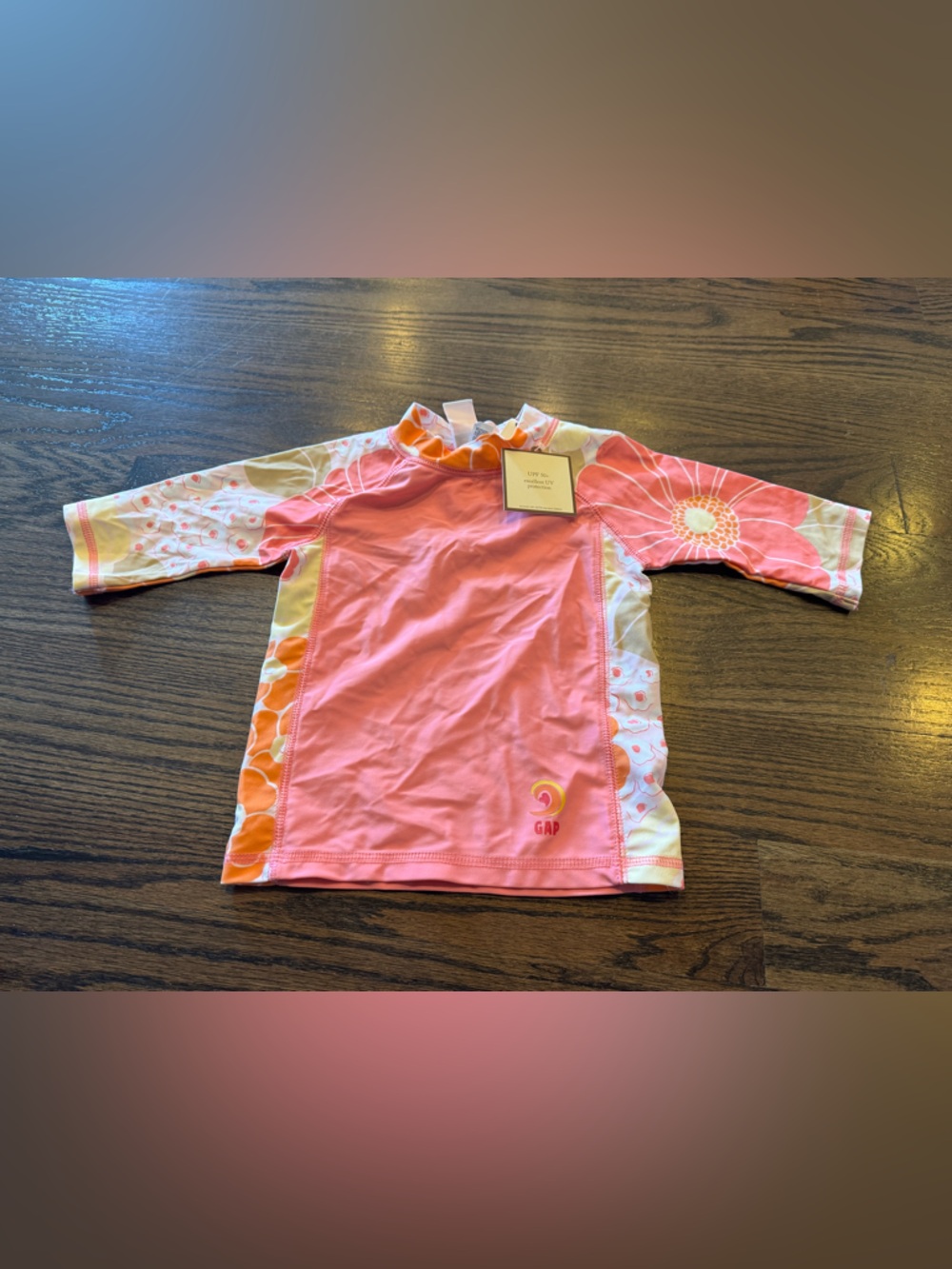 GAP Kids Pink and Orange Floral Rashguard